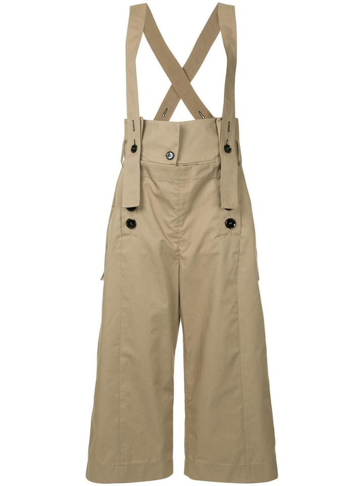 Eudon Choi Wide Leg Suspender Trousers - Brown