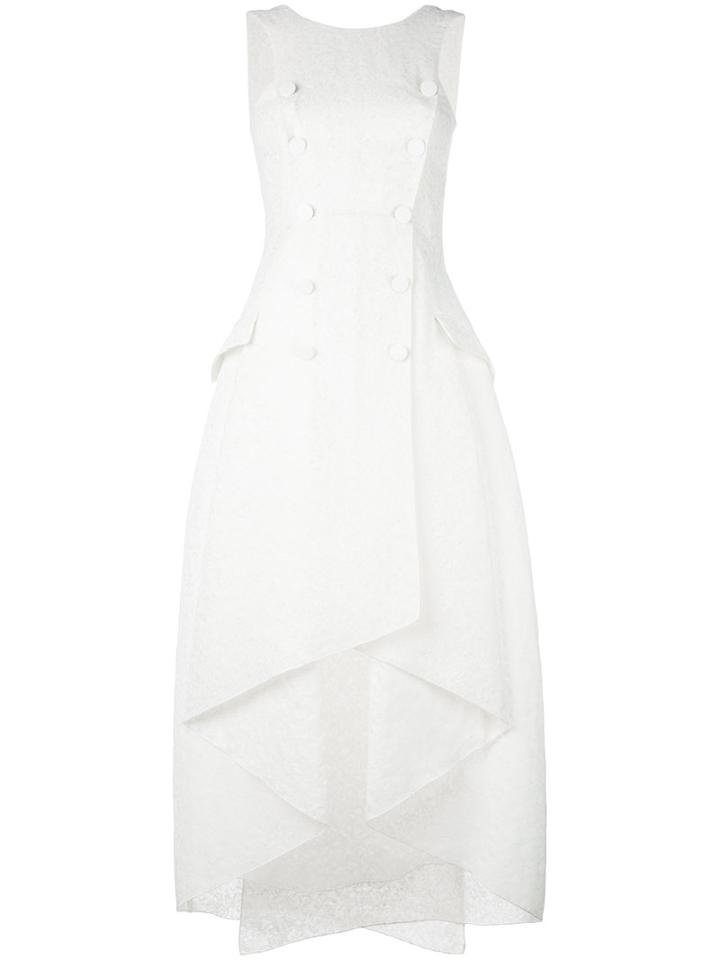 Antonio Berardi Ruffle Midi Dress, Women's, Size: 44, White, Polyamide/acetate/silk/spandex/elastane