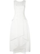 Antonio Berardi Ruffle Midi Dress, Women's, Size: 44, White, Polyamide/acetate/silk/spandex/elastane