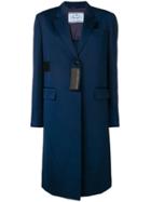 Prada Patch Detail Mid-length Coat - Blue