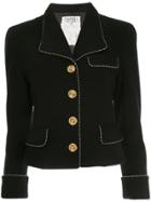 Chanel Pre-owned Striped Piping Short Jacket - Black