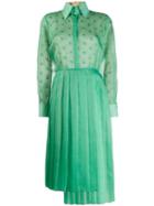 Fendi Pleated Wrap Dress - Green