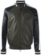 Emporio Armani Contrast Zip Up Bomber Jacket, Men's, Size: Xl, Green, Lamb Skin/polyester/spandex/elastane/spandex/elastane