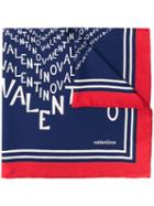 Valentino Chevron Logo Print Scarf - Blue