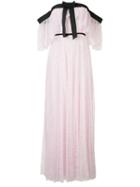 Giambattista Valli - Off-shoulder Pleated Lace Gown - Women - Viscose/polyamide/silk - 46, Women's, Pink/purple, Viscose/polyamide/silk