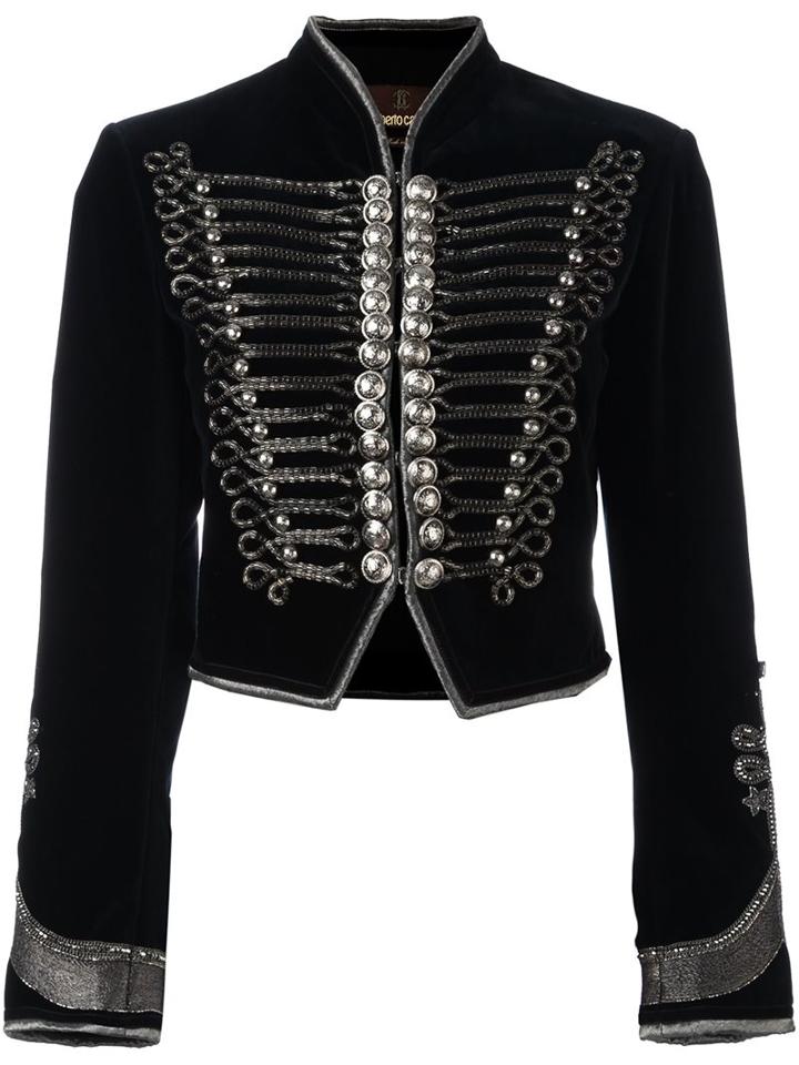 Roberto Cavalli Majorette Cropped Jacket, Women's, Size: 40, Blue, Cotton/viscose