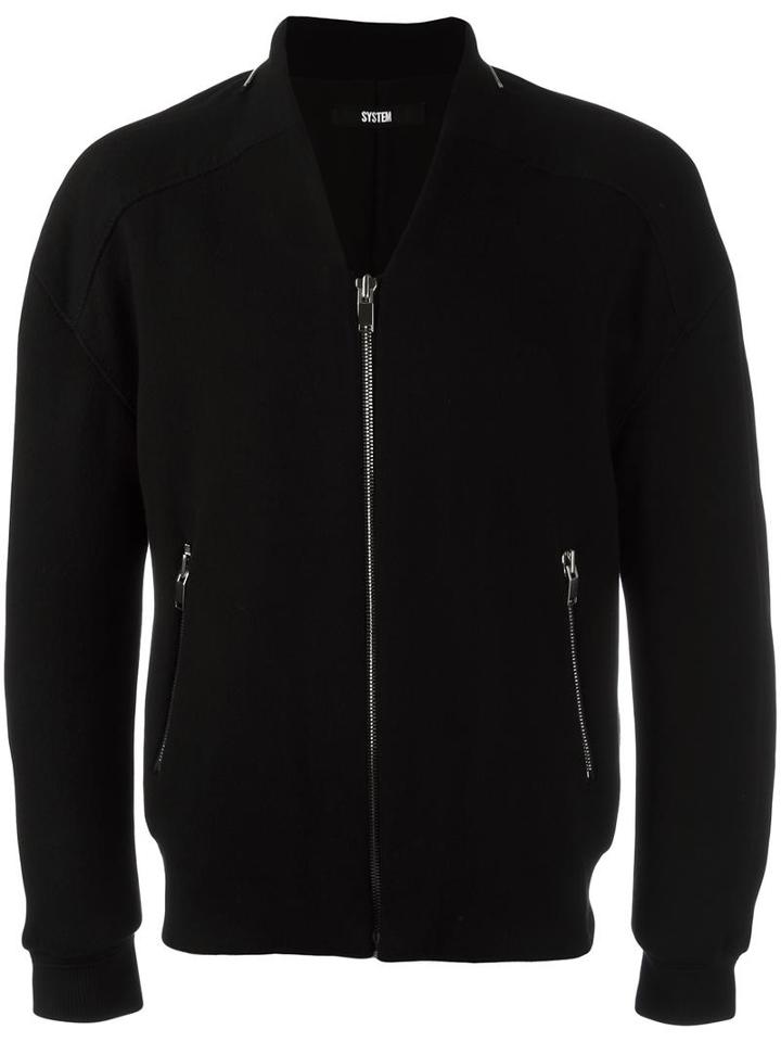 System Homme Zipped Bomber Jacket, Men's, Size: Medium, Black, Polyurethane/wool
