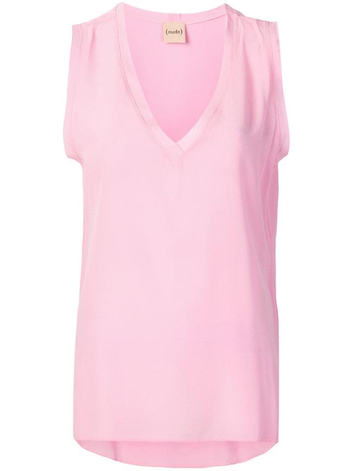 Nude V-neck Top - Pink