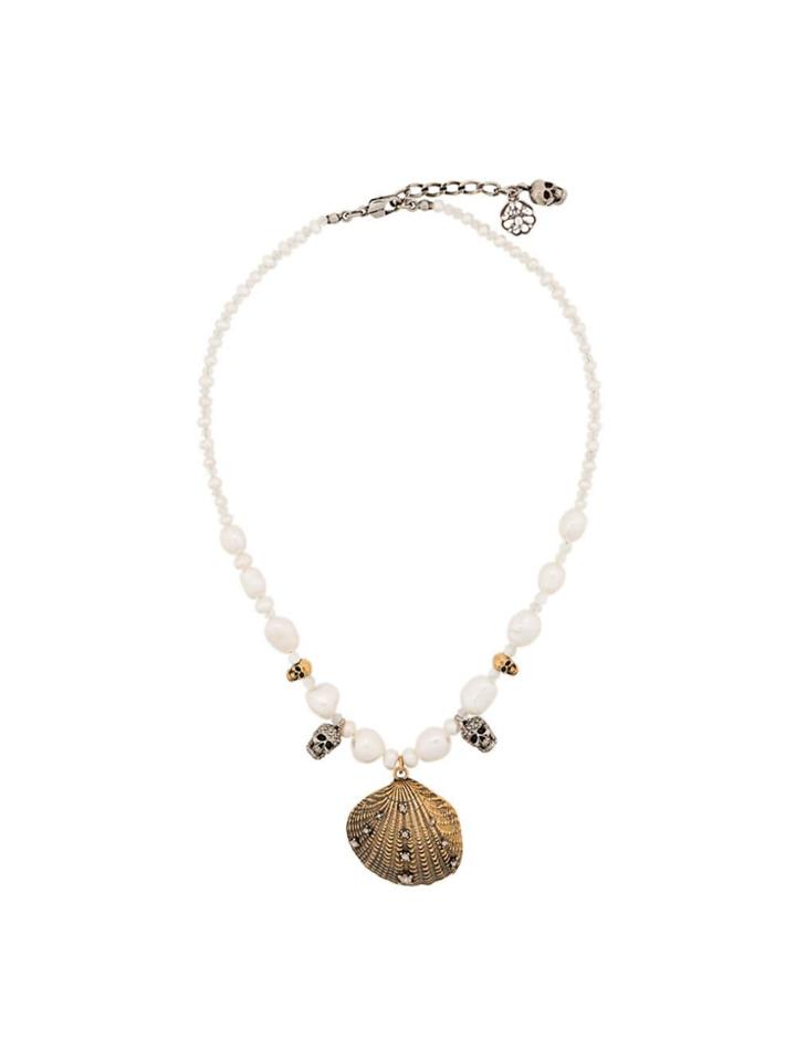 Alexander Mcqueen Shell Beaded Choker - White
