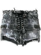 Unravel Project Faded Lace-up Shorts - Black