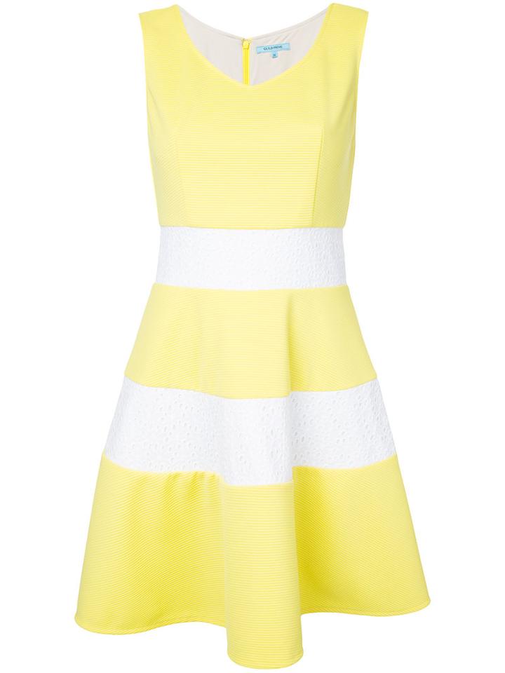 Guild Prime Striped Mini Dress, Women's, Size: 36, Yellow/orange, Polyester/polyurethane