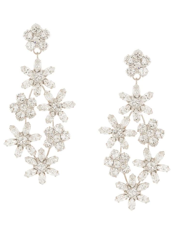 Jennifer Behr Embellished Flower Earrings - Silver