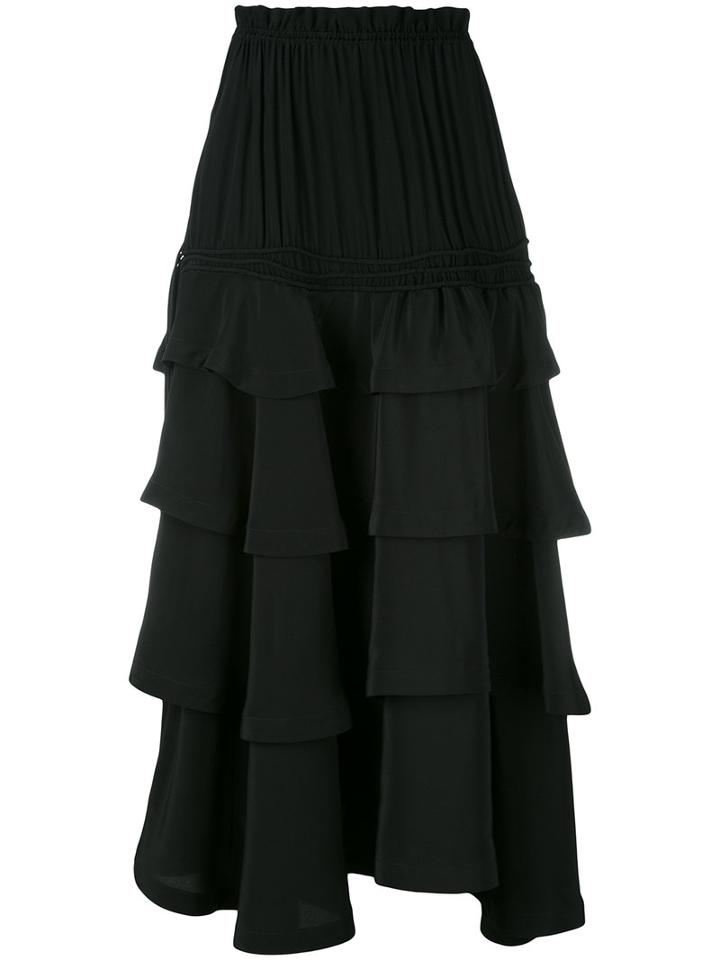 Rossella Jardini - Tiered Ruffled Skirt - Women - Silk - 42, Black, Silk