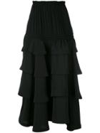 Rossella Jardini - Tiered Ruffled Skirt - Women - Silk - 42, Black, Silk
