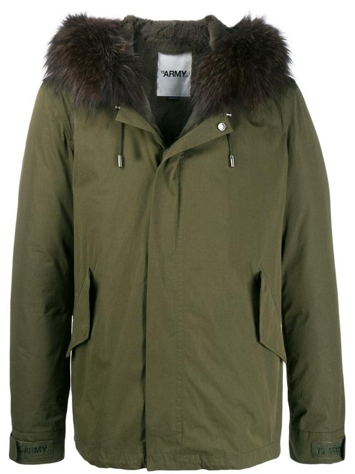 Yves Salomon Fox Fur Parka Coat - Green