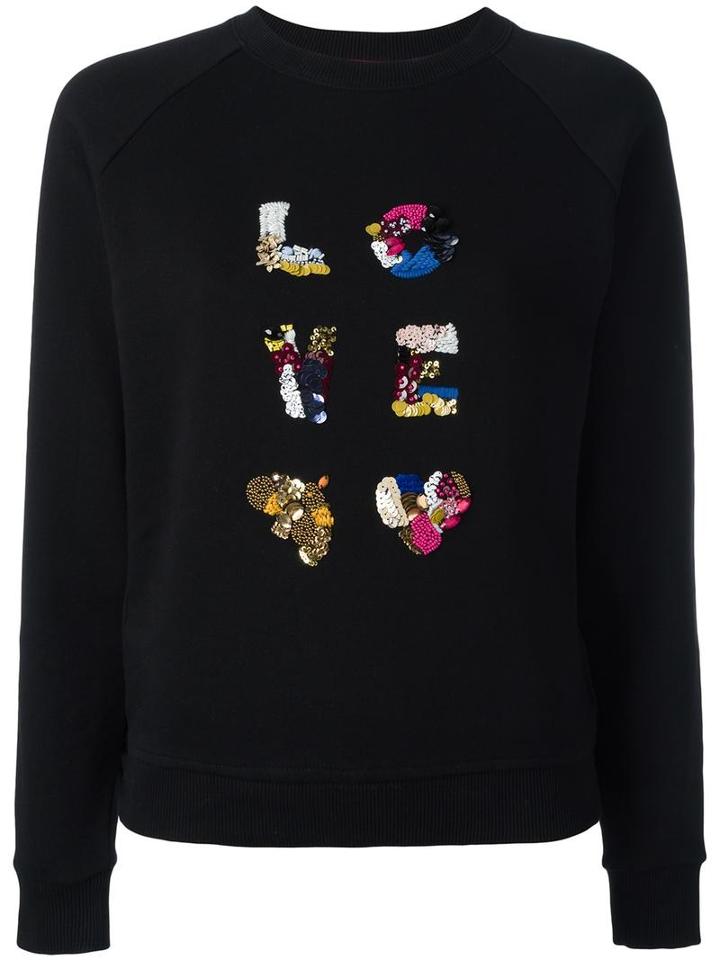 Tory Burch Embroidered Jumper, Women's, Size: Large, Black, Cotton