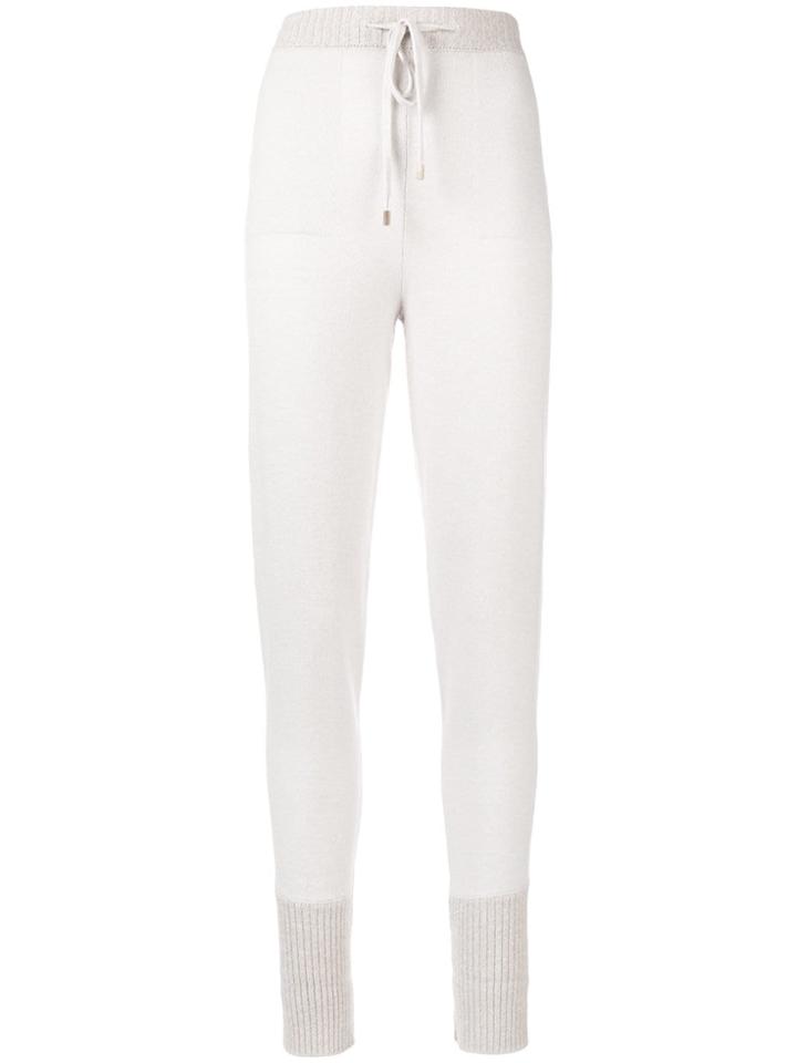 Peserico Ribbed Cuff Track Pants - Nude & Neutrals