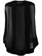 Balmain - Sheer Panel Blouse - Women - Silk/viscose - 38, Black, Silk/viscose