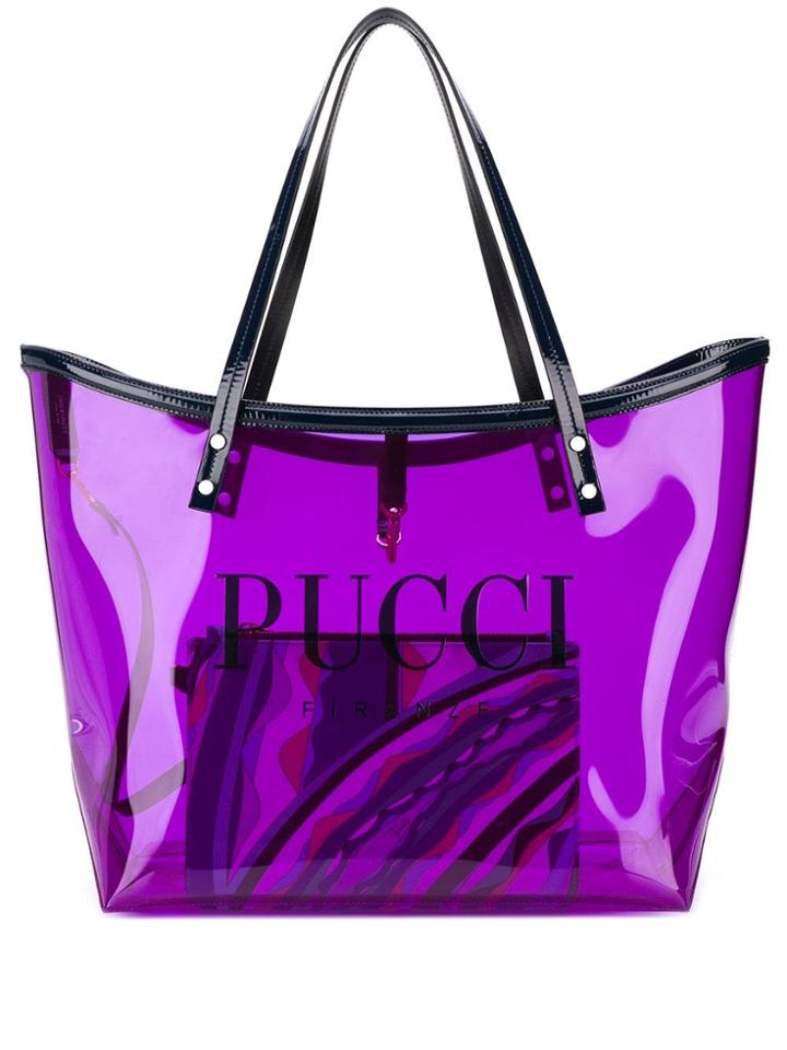 Emilio Pucci Transparent Purple Twist Tote Bag