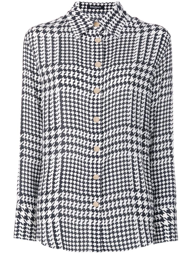 Balmain Houndstooth Print Shirt - Black