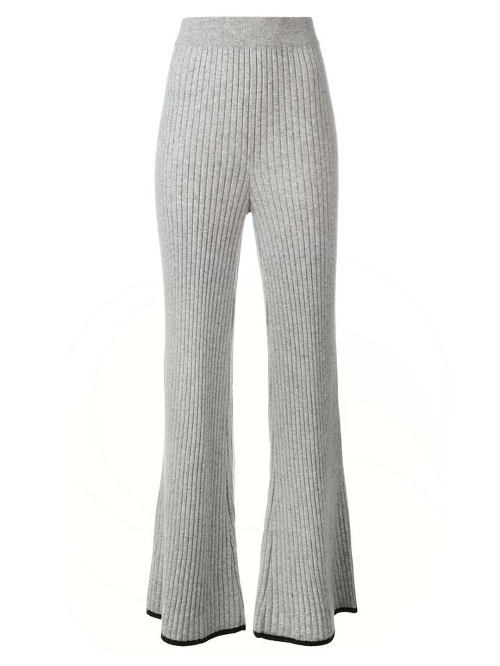 N.peal Ribbed Detail Pants, Women's, Size: Large, Grey, Cashmere