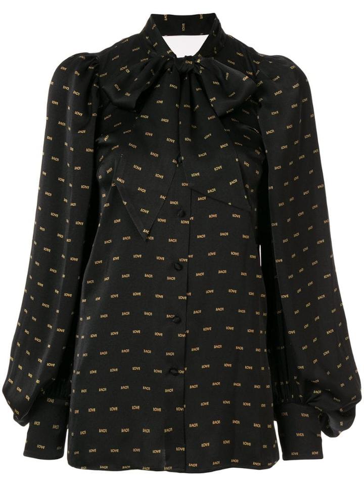 Christian Dada Love Print Satin Shirt - Black