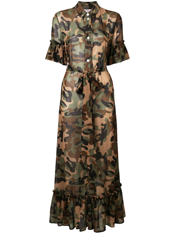Ainea Camouflage Maxi Shirt Dress - Green