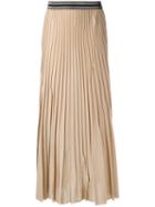 Nude - Elasticated Waistband Pleated Skirt - Women - Cotton/polyester - 42, Nude/neutrals, Cotton/polyester