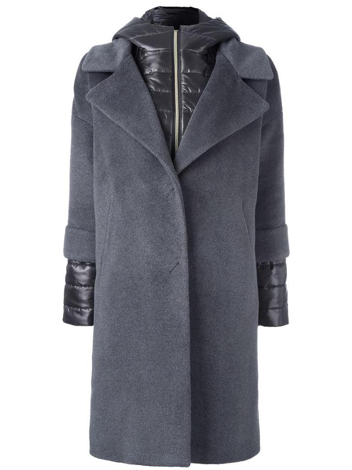 Herno Layered Coat, Women's, Size: 42, Grey, Wool/angora/silk/polyamide