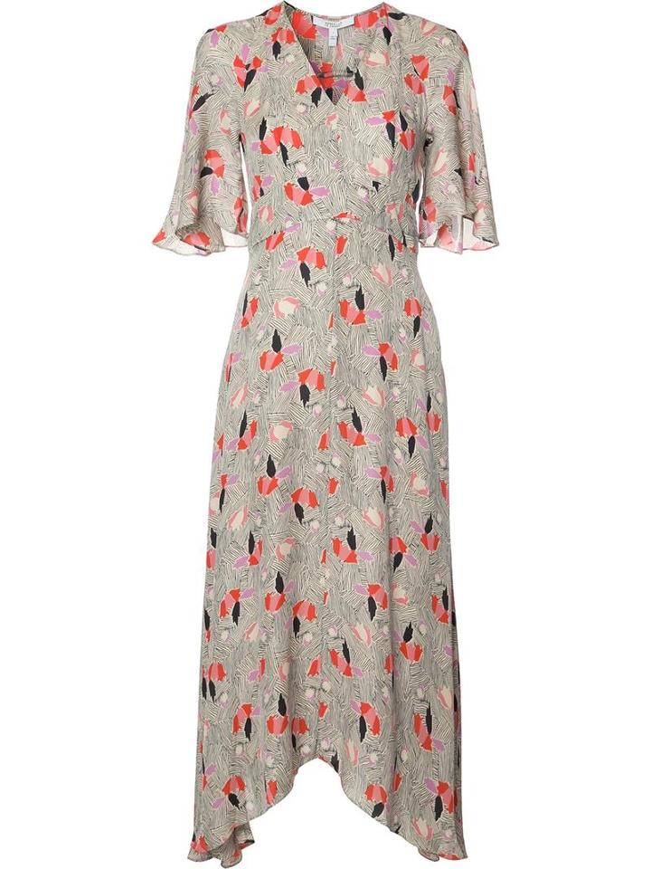 Derek Lam 10 Crosby Floral Print Asymmetric Dress, Women's, Size: 2, Nude/neutrals, Silk