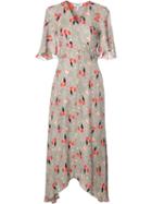 Derek Lam 10 Crosby Floral Print Asymmetric Dress, Women's, Size: 2, Nude/neutrals, Silk