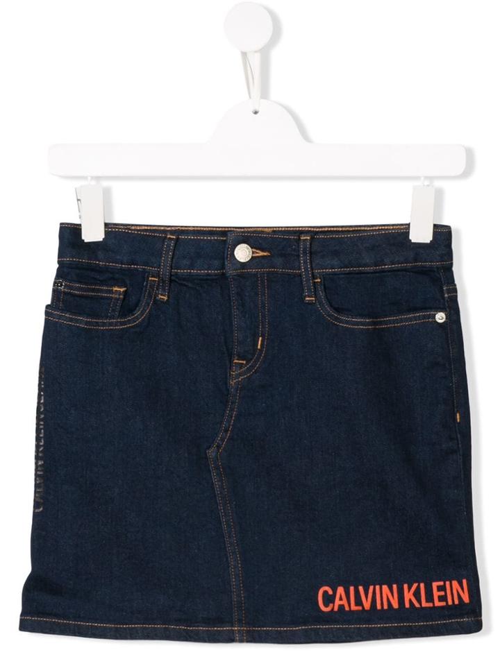 Calvin Klein Kids Teen Mini Denim Skirt - Blue