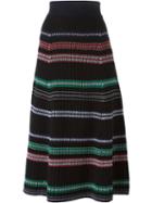 Kenzo Striped Midi Skirt, Women's, Size: Small, Black, Wool/polypropylene