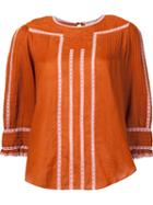 Vanessa Bruno Three-quarters Sleeve Shift Blouse, Women's, Size: 38, Yellow/orange, Ramie/cotton