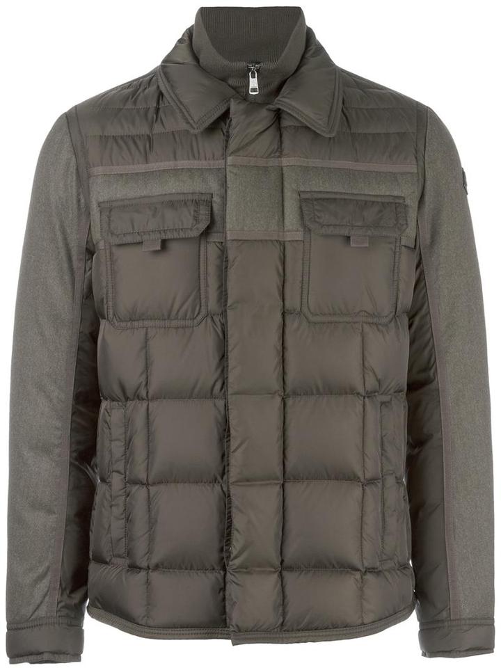 Moncler 'blais' Padded Jacket, Men's, Size: 2, Green, Feather Down/polyamide/wool