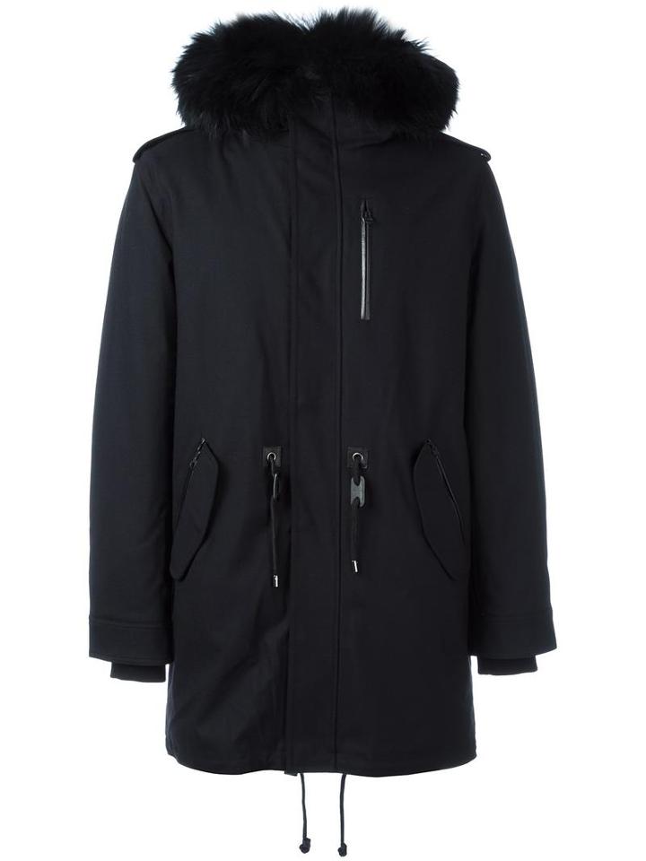Mackage Hooded Parka Coat, Men's, Size: 42, Blue, Wool/viscose/polyester/rabbit Fur