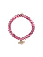 Sydney Evan 14kt Gold Diamond Saturn Planet Beaded Bracelet - Pink