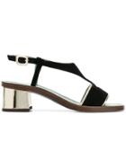 Paola D'arcano Open-toe Metallic Sandals - Black