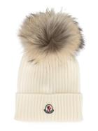 Moncler Kids Pom Pom Knitted Hat - Nude & Neutrals