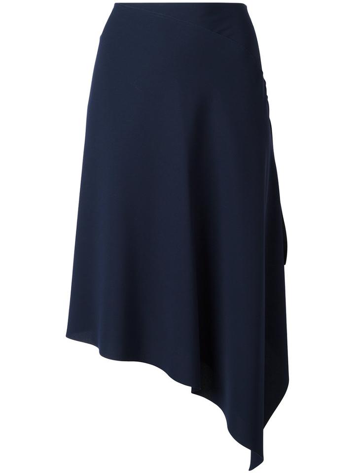 Cédric Charlier Asymmetric Midi Skirt, Size: 42, Blue, Polyester