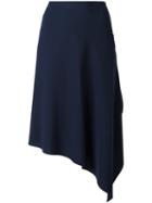 Cédric Charlier Asymmetric Midi Skirt, Size: 42, Blue, Polyester