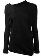 Andrea Ya'aqov - Asymmetric Neck Blouse - Women - Cotton/viscose - M, Black, Cotton/viscose