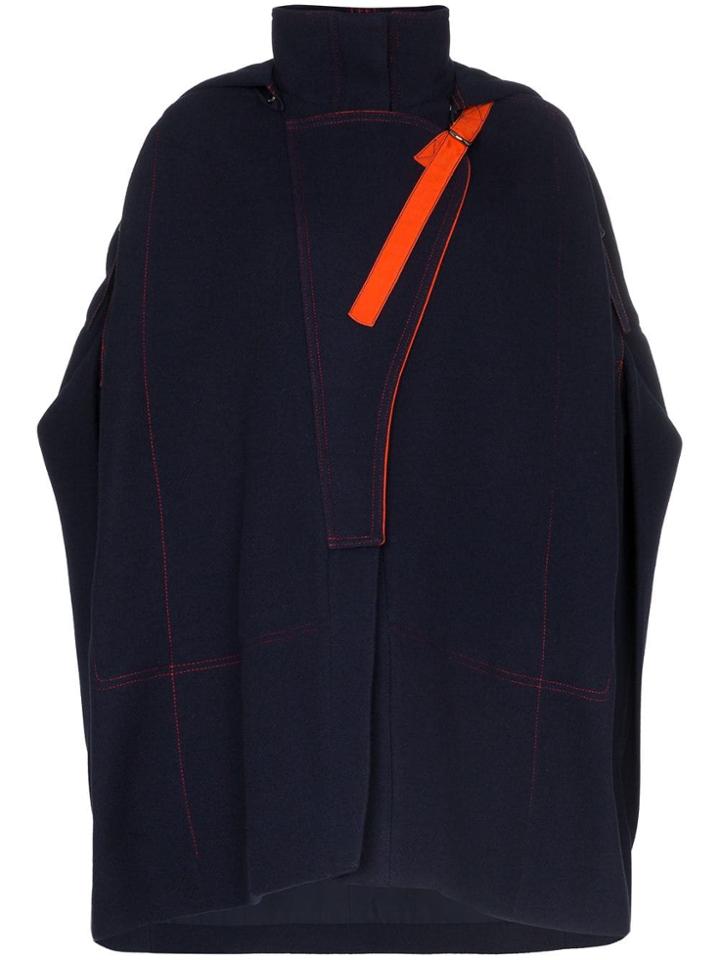 Chloé Hooded Poncho Coat - Blue
