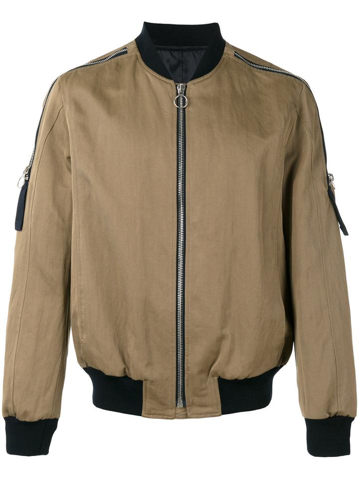 Joseph Zip Detail Bomber Jacket, Men's, Size: Small, Nude/neutrals, Cotton/linen/flax/polyester/viscose