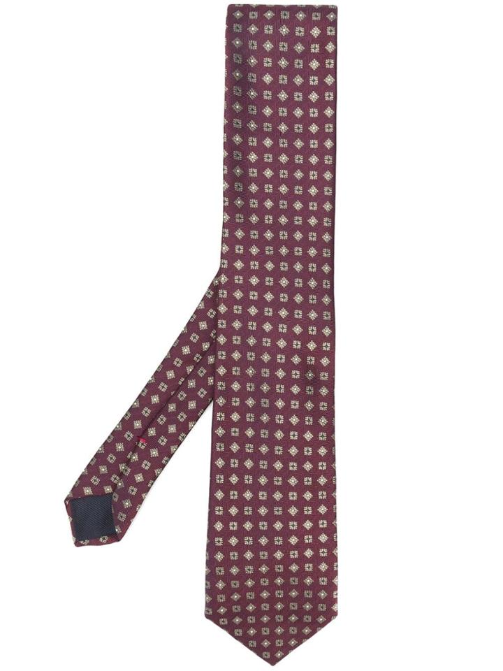 Corneliani Geometric Embroidered Tie - Purple