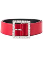 Alexandre Vauthier Crystal Buckle Belt - Red