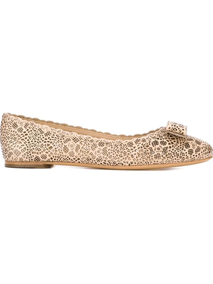Salvatore Ferragamo Varina Ballerinas, Women's, Size: 5.5, Nude/neutrals, Calf Leather/leather