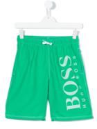 Boss Kids - Logo Print Swim Shorts - Kids - Polyester - 14 Yrs, Boy's, Green