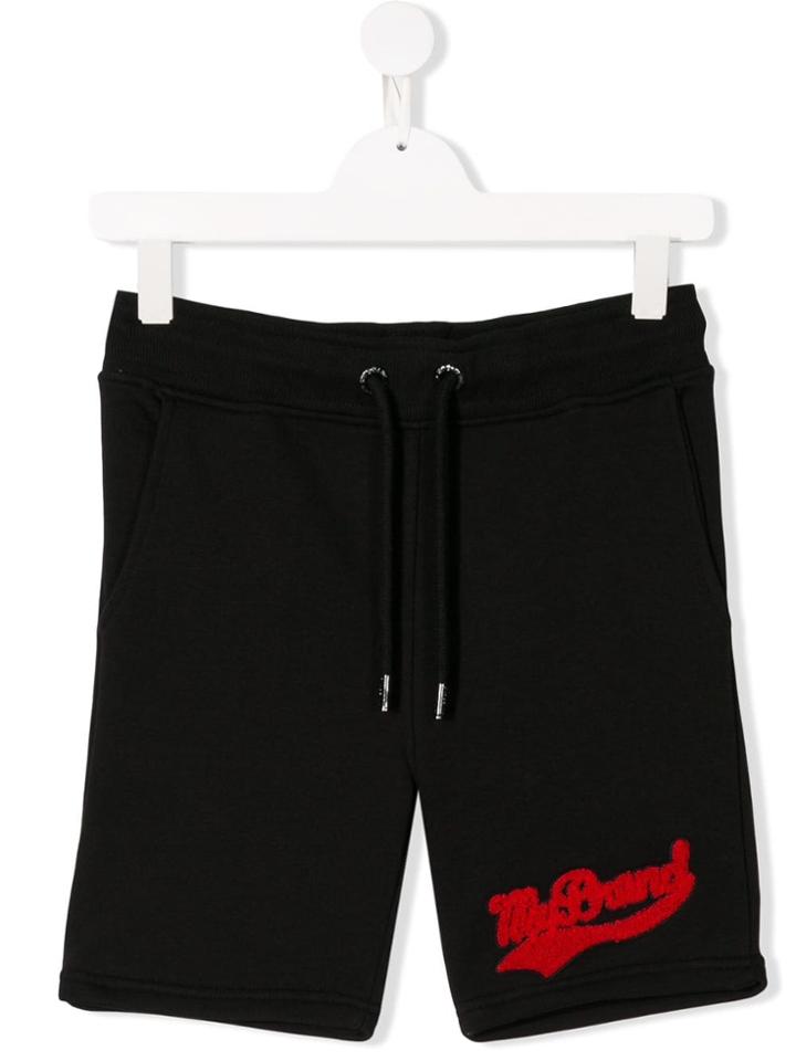 My Brand Kids Teen Logo Patch Track Shorts - Black