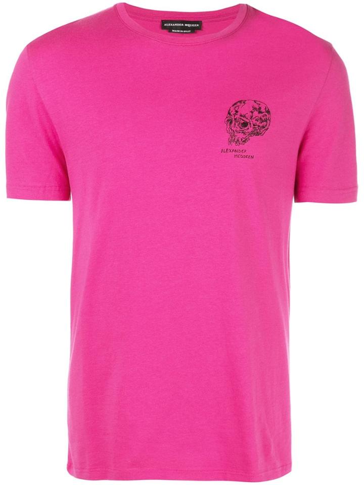 Alexander Mcqueen Skull Embroidered T-shirt - Pink